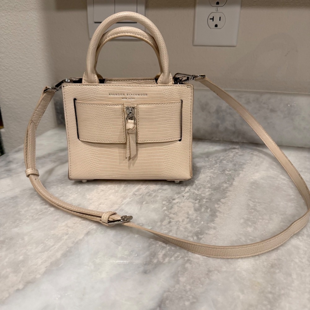 Brandon Blackwood Kuei Mini Bag Cream‎ Embossed Leather Crossbody